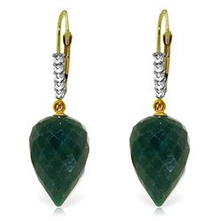 ALARRI 25.95 CTW 14K Solid Gold Drop Briolette Emerald Diamond Earrings