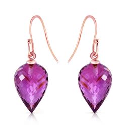 ALARRI 19 Carat 14K Solid Rose Gold Fish Hook Earrings Natural Amethyst