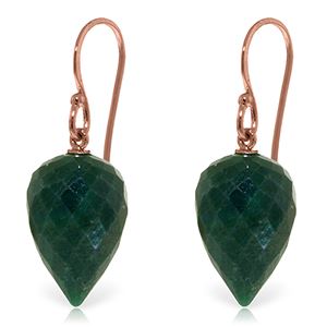ALARRI 25.8 CTW 14K Solid Rose Gold Fish Hook Earrings Natural Emerald