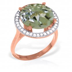 ALARRI 5.2 Carat 14K Solid Rose Gold Ring Natural Diamond Green Amethyst