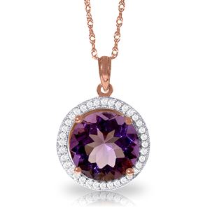 ALARRI 6.2 CTW 14K Solid Rose Gold Natural Diamond Amethyst Necklace