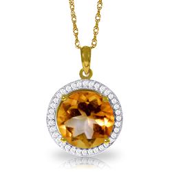 ALARRI 6.2 CTW 14K Solid Gold Natural Diamond Citrine Necklace