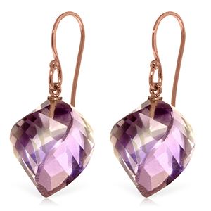 ALARRI 21.5 Carat 14K Solid Rose Gold Spiral Amethyst Earrings