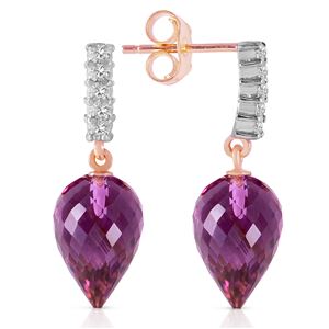 ALARRI 19.15 CTW 14K Solid Rose Gold Earrings Diamond Amethyst