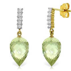 ALARRI 19.15 Carat 14K Solid Gold True Character Green Amethyst Earrings