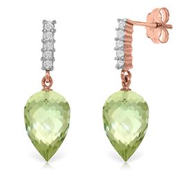 ALARRI 19.15 CTW 14K Solid Rose Gold Earrings Diamond Green Amethyst