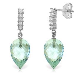 ALARRI 22.65 Carat 14K Solid White Gold Made Glorious Blue Topaz Diamond Earrings