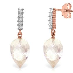 ALARRI 24.65 Carat 14K Solid Rose Gold Earrings Diamond White Topaz