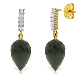 ALARRI 24.65 Carat 14K Solid Gold Earrings Diamond Black Spinel