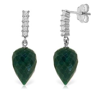 ALARRI 25.95 Carat 14K Solid White Gold Earrings Diamond Briolette Emerald