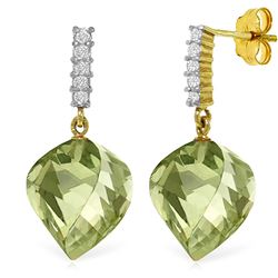 ALARRI 26.15 Carat 14K Solid Gold Strong Character Green Amethyst Earrings