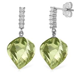 ALARRI 26.15 Carat 14K Solid White Gold No Hallucinations Green Amethyst Earrings