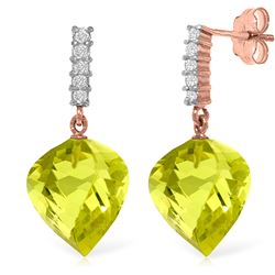ALARRI 21.65 Carat 14K Solid Rose Gold Diamond Spiral Lemon Quartz Earrings