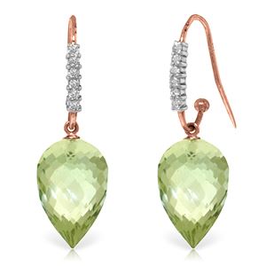 ALARRI 19.19 CTW 14K Solid Rose Gold Diamond Green Amethyst Hook Earrings