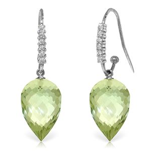 ALARRI 19.19 Carat 14K Solid White Gold You Lift Me Up Green Amethyst Diamond Earrings