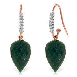 ALARRI 25.98 Carat 14K Solid Rose Gold Diamond Emerald Hook Earrings