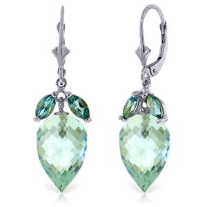 ALARRI 23.5 Carat 14K Solid White Gold Love At The Beach Blue Topaz Earrings