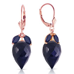 ALARRI 26.8 Carat 14K Solid Rose Gold Earrings Pointy Briolette Sapphire