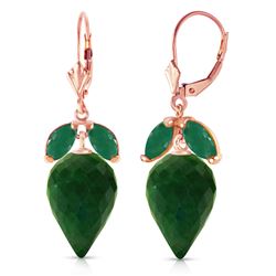 ALARRI 26.8 CTW 14K Solid Rose Gold Earrings Pointy Briolette Emerald