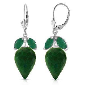 ALARRI 26.8 CTW 14K Solid White Gold Earrings Pointy Briolette Emerald