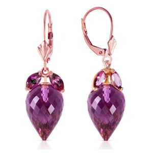 ALARRI 20 Carat 14K Solid Rose Gold Earrings Pointy Briolette Amethyst