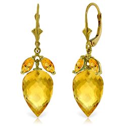 ALARRI 20 Carat 14K Solid Gold Earrings Pointy Briolette Citrine