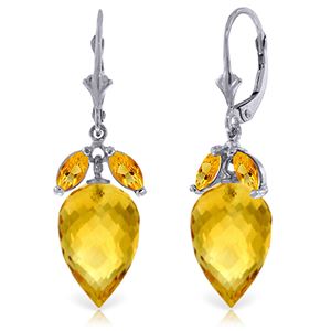 ALARRI 20 Carat 14K Solid White Gold Earrings Pointy Briolette Citrine