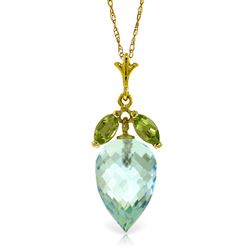 ALARRI 11.75 CTW 14K Solid Gold Necklace Peridot Briolette Blue Topaz