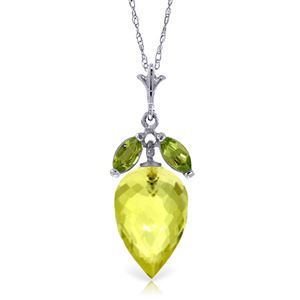 ALARRI 9.5 CTW 14K Solid White Gold Necklace Peridot Briolette Lemon Quartz