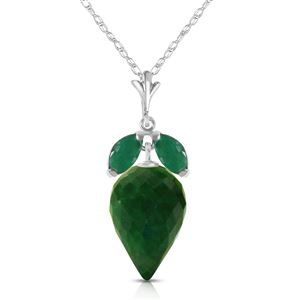 ALARRI 13.4 Carat 14K Solid White Gold Apparently Simple Emerald Necklace