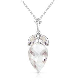 ALARRI 12.75 Carat 14K Solid White Gold Necklace Marquis Briolette White Topaz