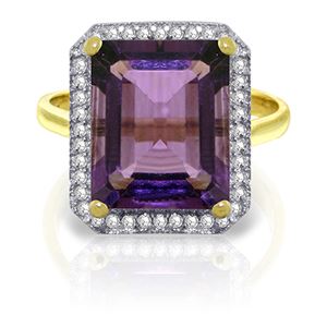 ALARRI 5.8 Carat 14K Solid Gold Quivering Love Amethyst Diamond Ring