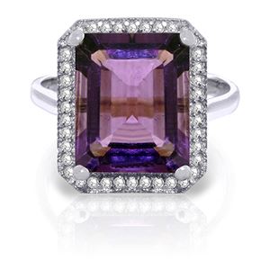 ALARRI 5.8 Carat 14K Solid White Gold Heart Cosy Amethyst Diamond Ring