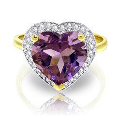 ALARRI 3.24 Carat 14K Solid Gold Ring Diamond Heart Amethyst