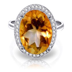 ALARRI 5.28 Carat 14K Solid White Gold Resplendent Citrine Diamond Ring