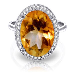 ALARRI 5.28 Carat 14K Solid White Gold Resplendent Citrine Diamond Ring