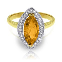 ALARRI 1.8 Carat 14K Solid Gold Ring Diamond Marquis Citrine