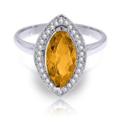 ALARRI 1.8 CTW 14K Solid White Gold Ring Diamond Marquis Citrine
