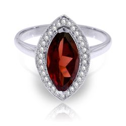 ALARRI 2.15 CTW 14K Solid White Gold Ring Diamond Marquis Garnet