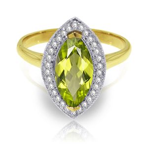 ALARRI 2.15 Carat 14K Solid Gold Ring Diamond Marquis Peridot