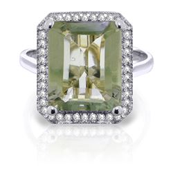 ALARRI 5.8 Carat 14K Solid White Gold Green Fields Green Amethyst Diamond Ring