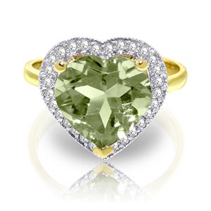 ALARRI 3.24 CTW 14K Solid Gold Ring Diamond Heart Green Amethyst