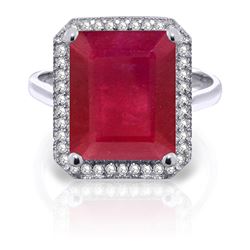 ALARRI 7.45 Carat 14K Solid White Gold Compliments Ruby Diamond Ring