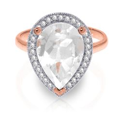 ALARRI 5.61 Carat 14K Solid Rose Gold Ring Natural Diamond White Topaz
