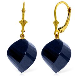 ALARRI 30.5 Carat 14K Solid Gold Leverback Earrings Twisted Briolette Sapphire