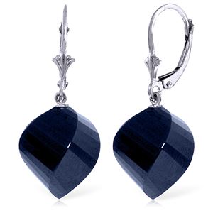 ALARRI 30.5 Carat 14K Solid White Gold Leverback Earrings Twisted Briolette Sapphire