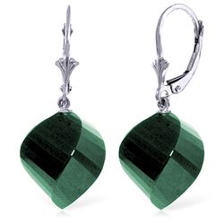 ALARRI 14K Solid White Gold Leverback Earrings Twisted Briolette Emeralds