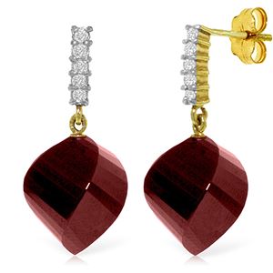 ALARRI 30.65 Carat 14K Solid Gold Earrings Diamond Ruby