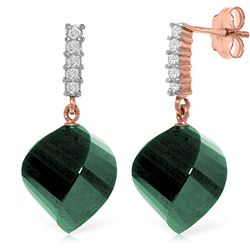 ALARRI 14K Solid Rose Gold Earrings w/ Diamonds & Emeralds