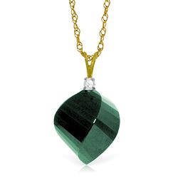 ALARRI 15.3 Carat 14K Solid Gold Necklace Diamond Twisted Briolette Emerald